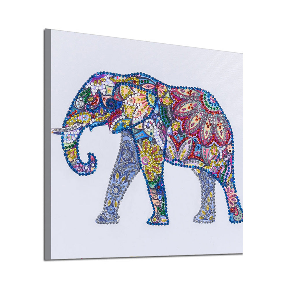 Kleurrijke Bloem Olifant Speciaal Gevormde Boren Diamond Painting