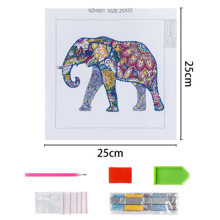 Kleurrijke Bloem Olifant Speciaal Gevormde Boren Diamond Painting