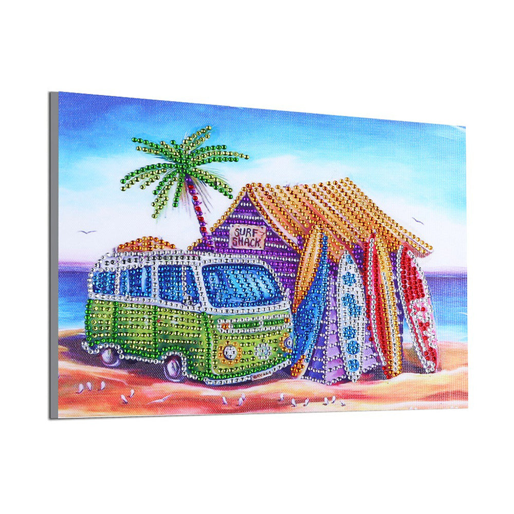 Surfhut en Bus Speciaal Gevormde Boren Diamond Painting