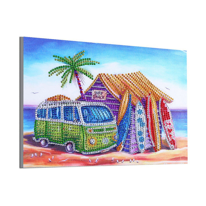 Surfhut en Bus Speciaal Gevormde Boren Diamond Painting