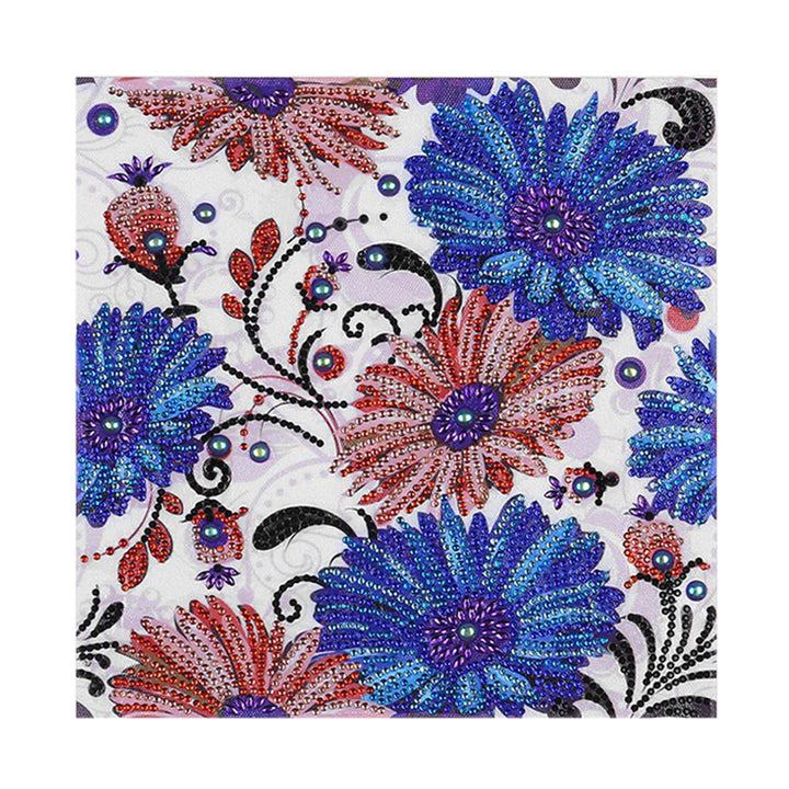 Blauwe en Rode Bloemen Speciaal Gevormde Boren Diamond Painting