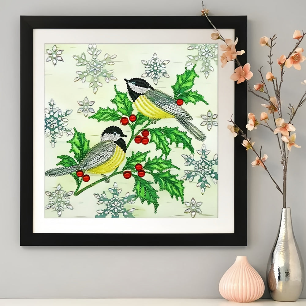 Vogels en Groene Bladeren Speciaal Gevormde Boren Diamond Painting