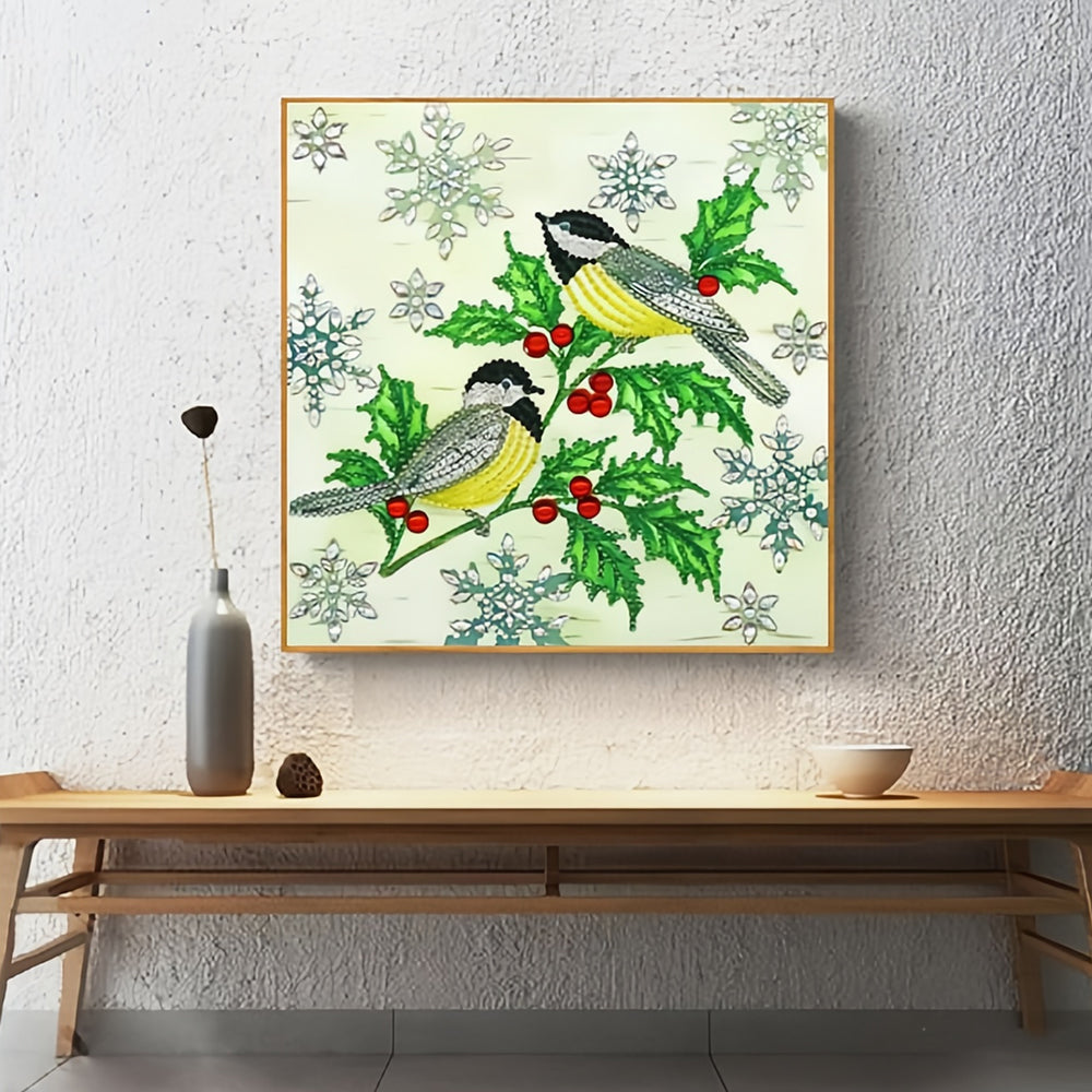 Vogels en Groene Bladeren Speciaal Gevormde Boren Diamond Painting