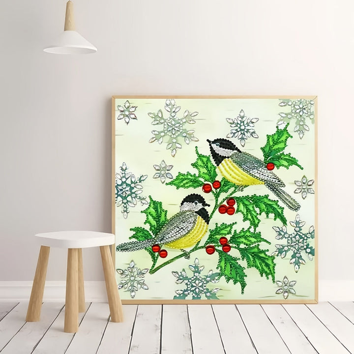 Vogels en Groene Bladeren Speciaal Gevormde Boren Diamond Painting