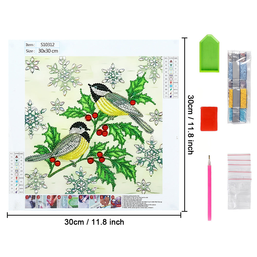 Vogels en Groene Bladeren Speciaal Gevormde Boren Diamond Painting