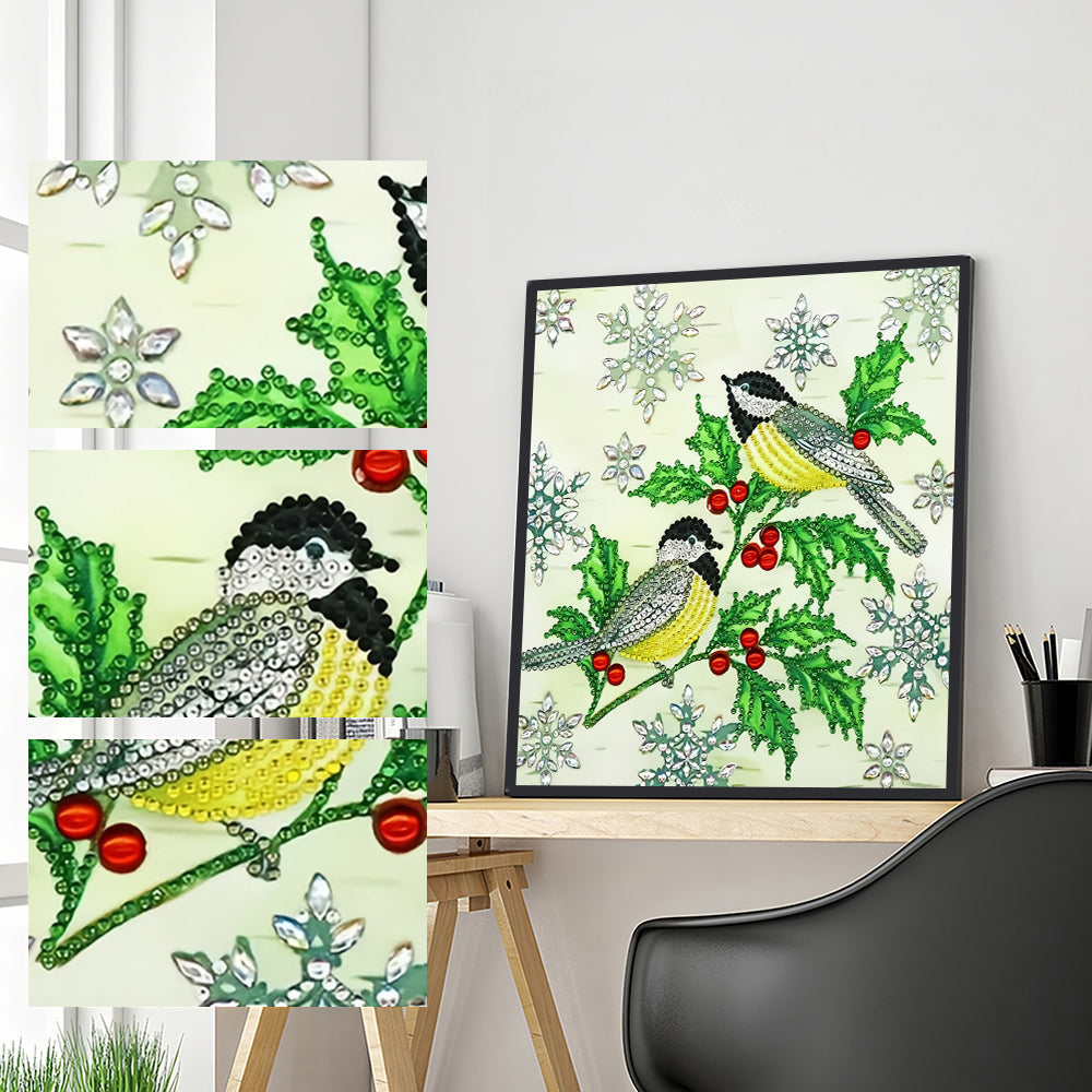 Vogels en Groene Bladeren Speciaal Gevormde Boren Diamond Painting