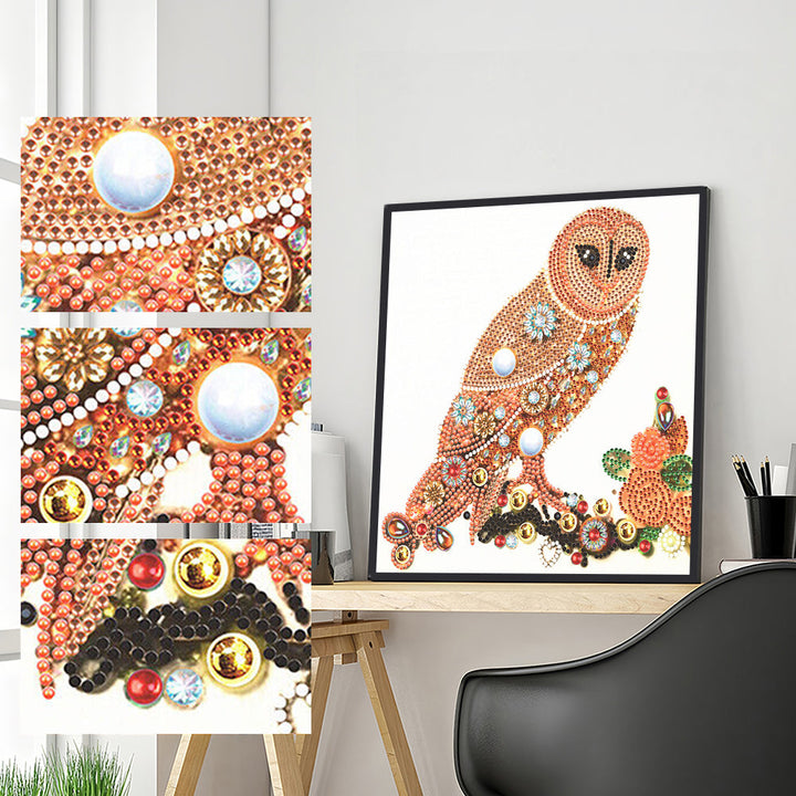 Oranje Uil Speciaal Gevormde Boren Diamond Painting