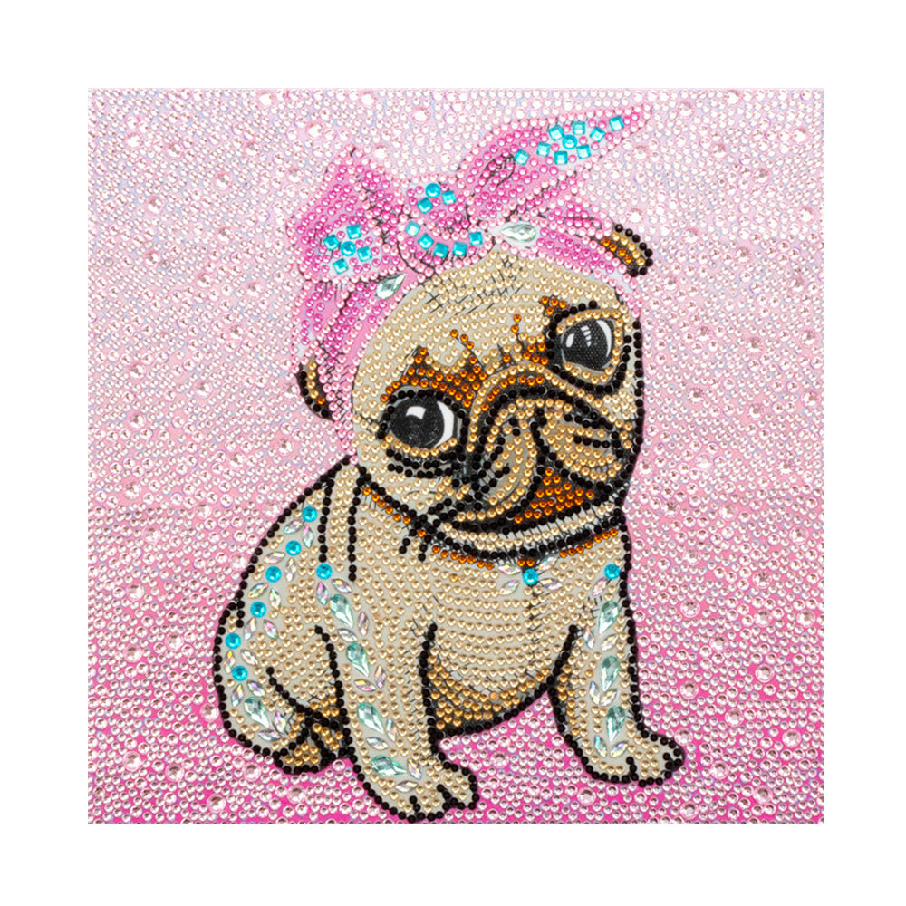 Hond Draagt Roze Hoofdband Speciaal Gevormde Boren Diamond Painting