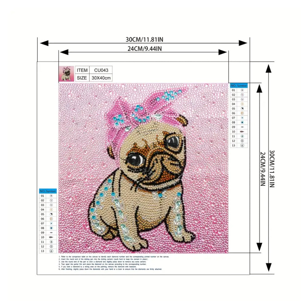 Hond Draagt Roze Hoofdband Speciaal Gevormde Boren Diamond Painting