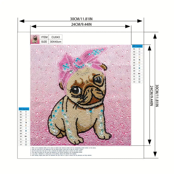 Hond Draagt Roze Hoofdband Speciaal Gevormde Boren Diamond Painting