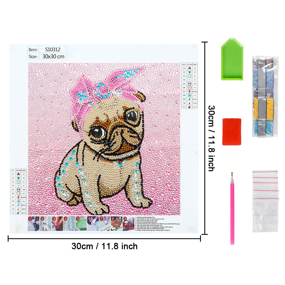 Hond Draagt Roze Hoofdband Speciaal Gevormde Boren Diamond Painting