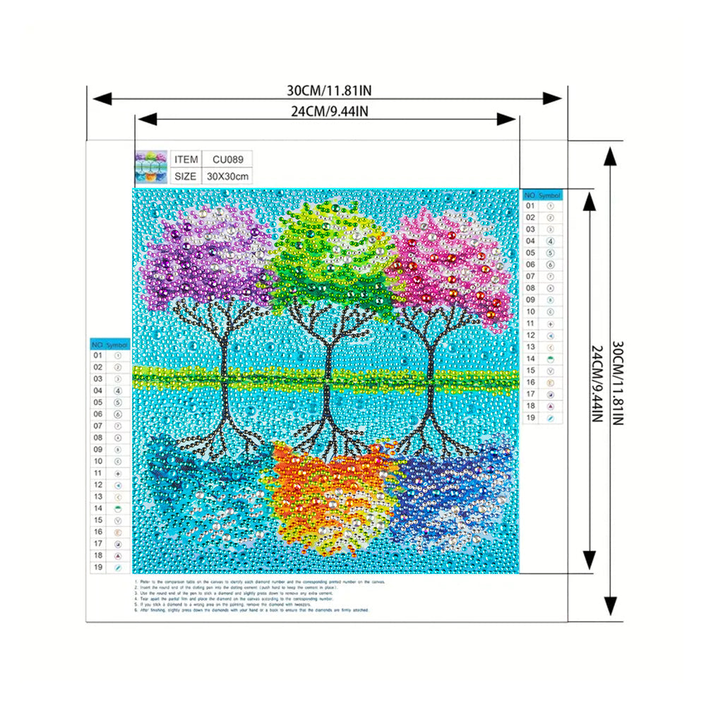 Driekleurige Bomen Bij het Meer Speciaal Gevormde Boren Diamond Painting