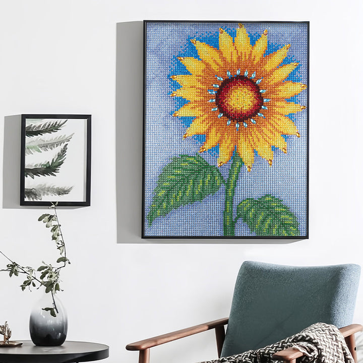 Groene Bladeren Zonnebloem Speciaal Gevormde Boren Diamond Painting