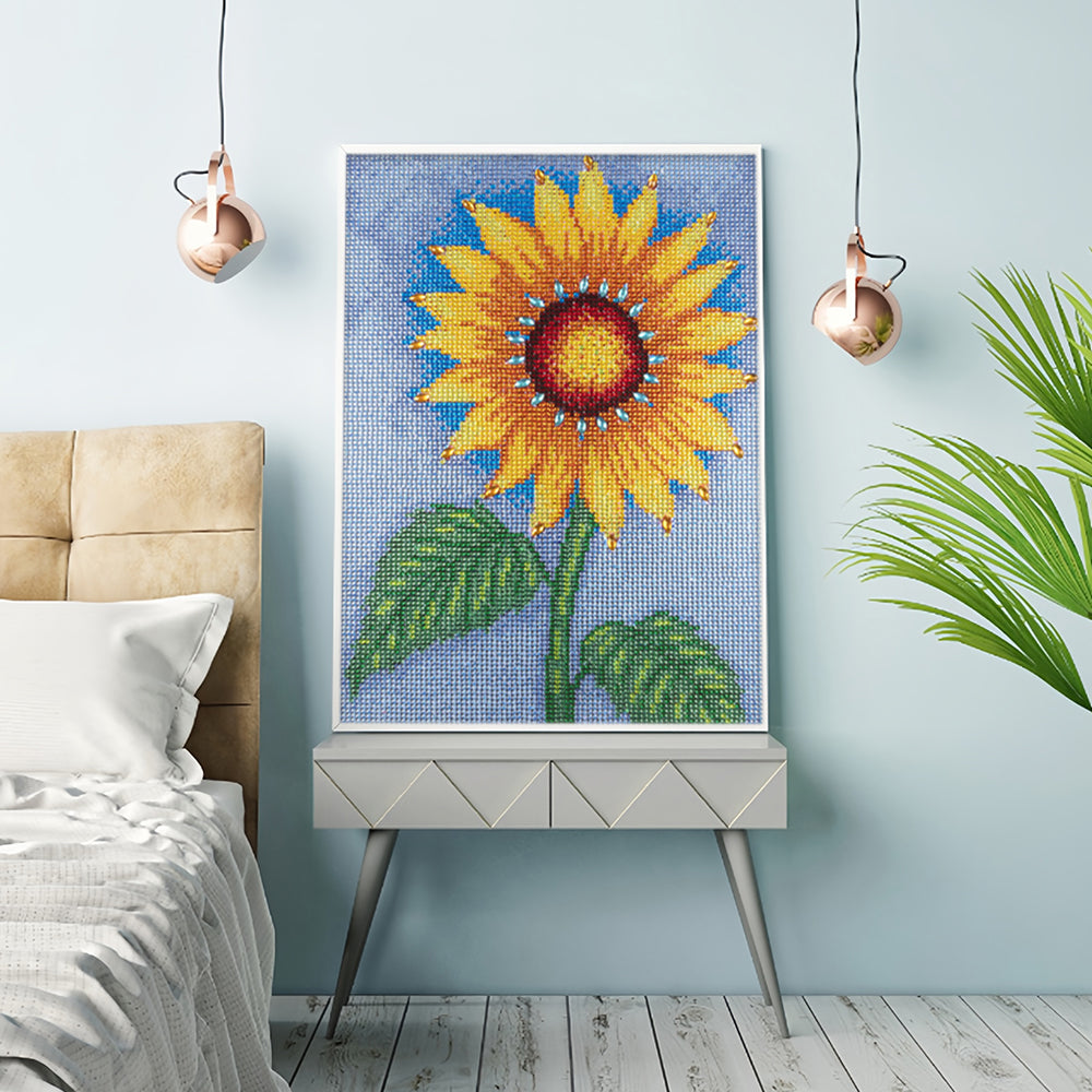 Groene Bladeren Zonnebloem Speciaal Gevormde Boren Diamond Painting