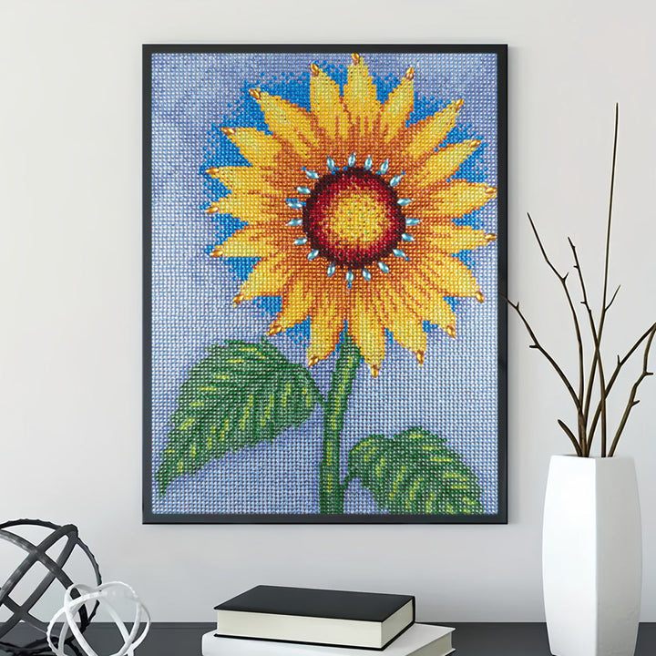 Groene Bladeren Zonnebloem Speciaal Gevormde Boren Diamond Painting