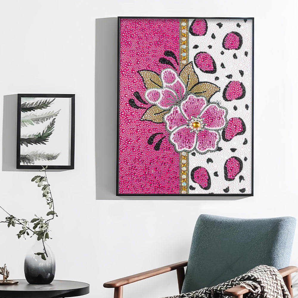 Roze Bloem Speciaal Gevormde Boren Diamond Painting