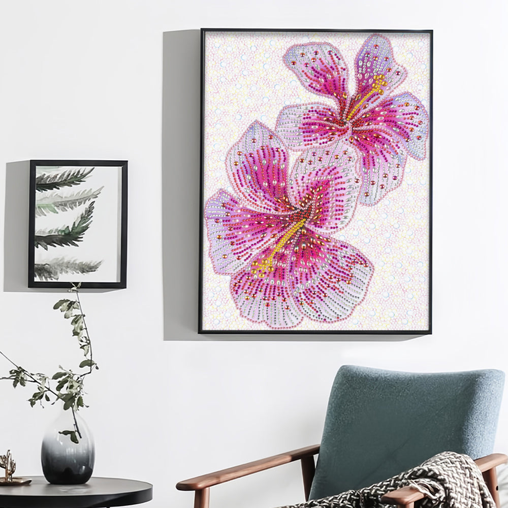 Roze Bloemen Speciaal Gevormde Boren Diamond Painting