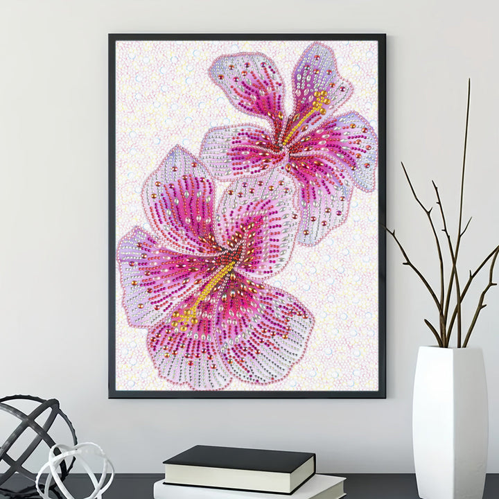 Roze Bloemen Speciaal Gevormde Boren Diamond Painting