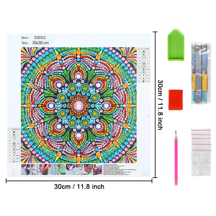 Groene Lotus Mandala Speciaal Gevormde Boren Diamond Painting