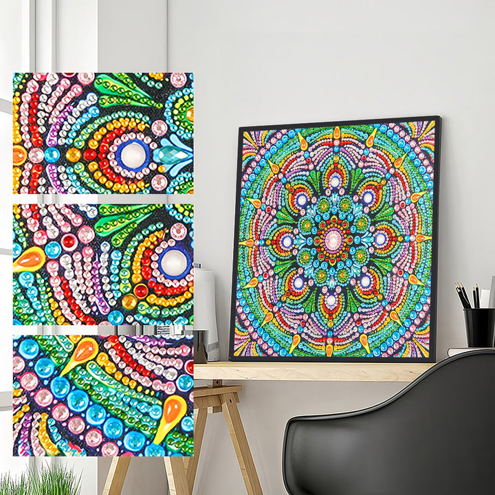 Groene Lotus Mandala Speciaal Gevormde Boren Diamond Painting