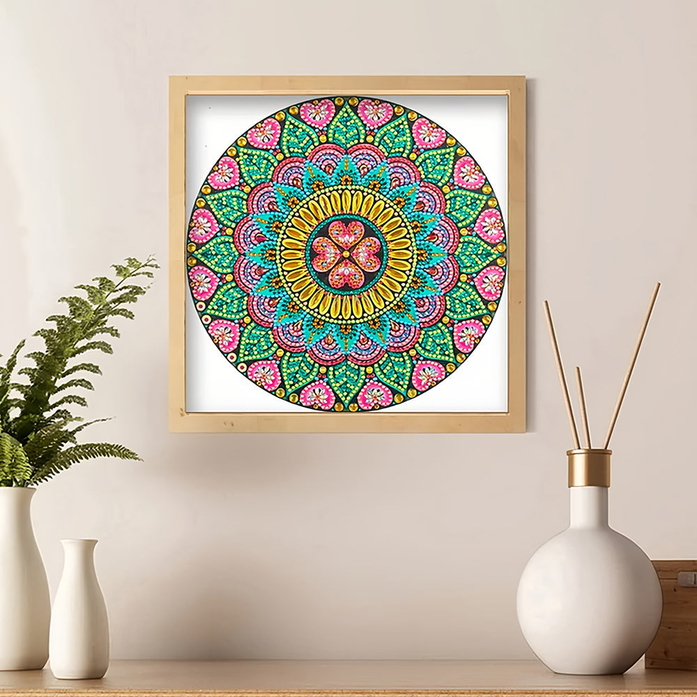 Bloem en Hart Mandala Speciaal Gevormde Boren Diamond Painting