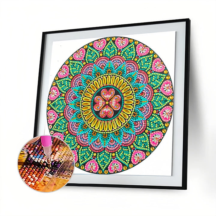 Bloem en Hart Mandala Speciaal Gevormde Boren Diamond Painting