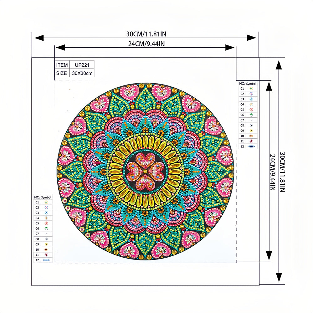 Bloem en Hart Mandala Speciaal Gevormde Boren Diamond Painting