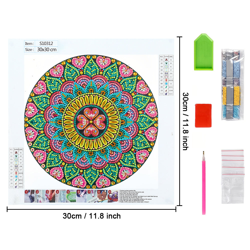 Bloem en Hart Mandala Speciaal Gevormde Boren Diamond Painting