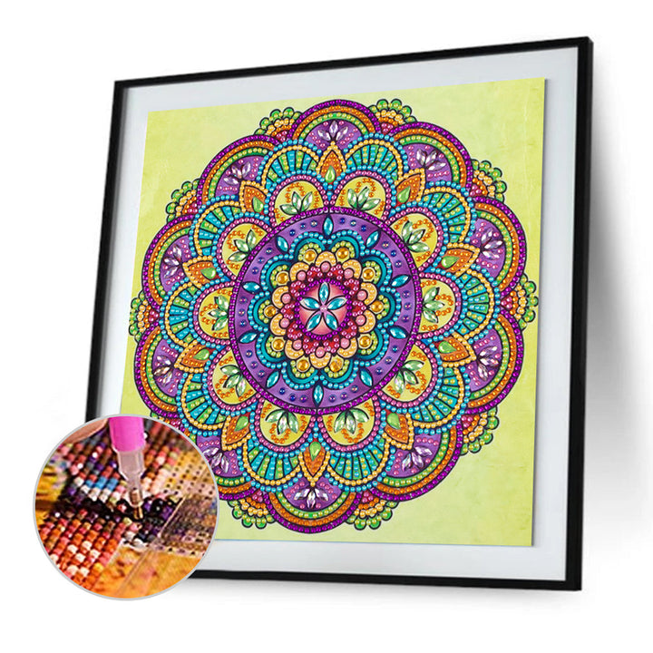 Lotus Bloemvormige Mandala Speciaal Gevormde Boren Diamond Painting