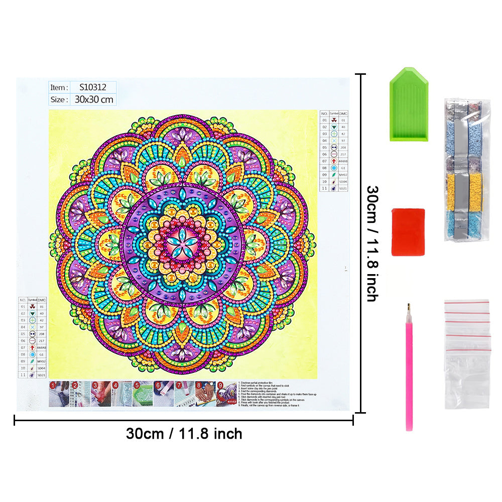 Lotus Bloemvormige Mandala Speciaal Gevormde Boren Diamond Painting