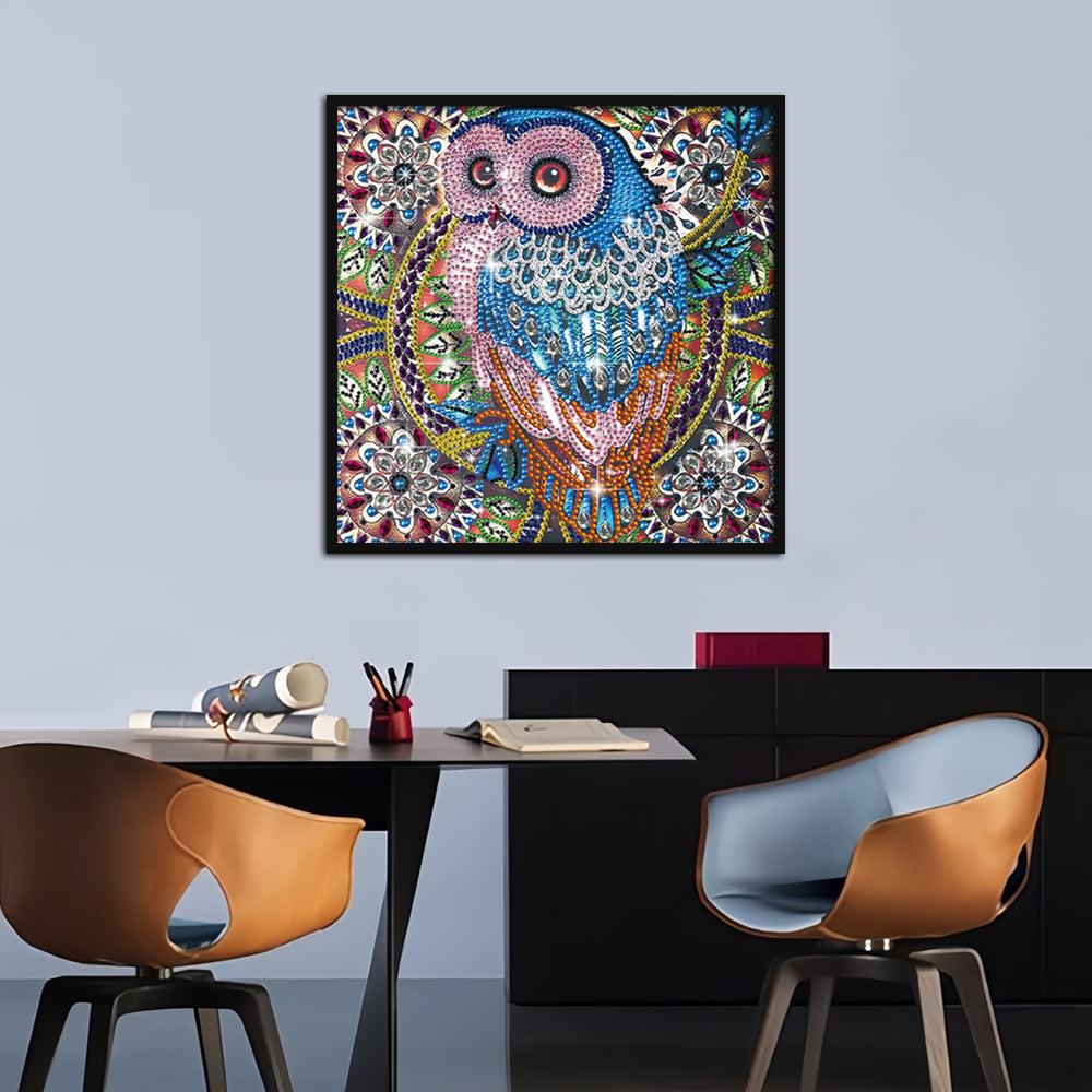 Oranje Uil Mandala Speciaal Gevormde Boren Diamond Painting