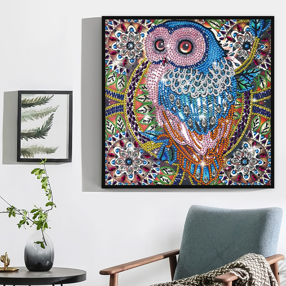 Oranje Uil Mandala Speciaal Gevormde Boren Diamond Painting