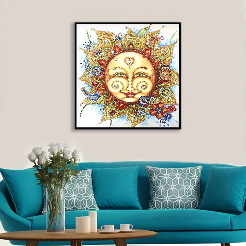 Abstracte Lachende Zon Speciaal Gevormde Boren Diamond Painting