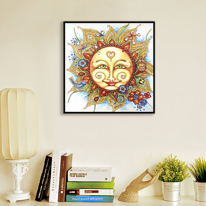 Abstracte Lachende Zon Speciaal Gevormde Boren Diamond Painting