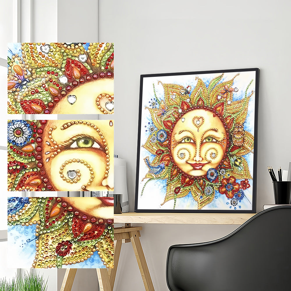 Abstracte Lachende Zon Speciaal Gevormde Boren Diamond Painting