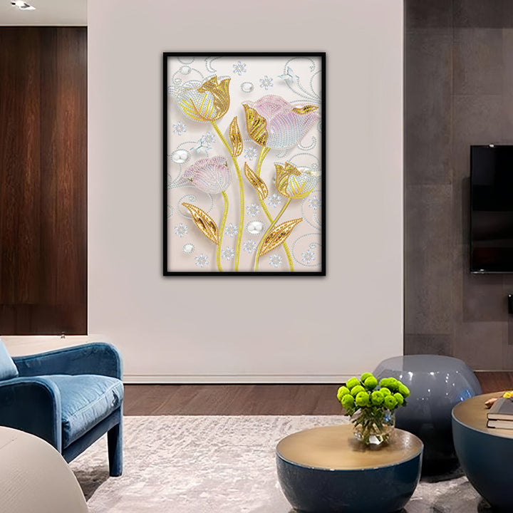 Gouden Tulpen Speciaal Gevormde Boren Diamond Painting