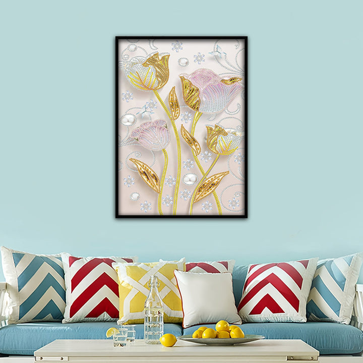 Gouden Tulpen Speciaal Gevormde Boren Diamond Painting