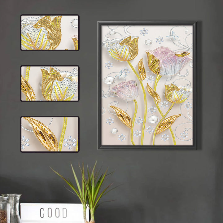 Gouden Tulpen Speciaal Gevormde Boren Diamond Painting