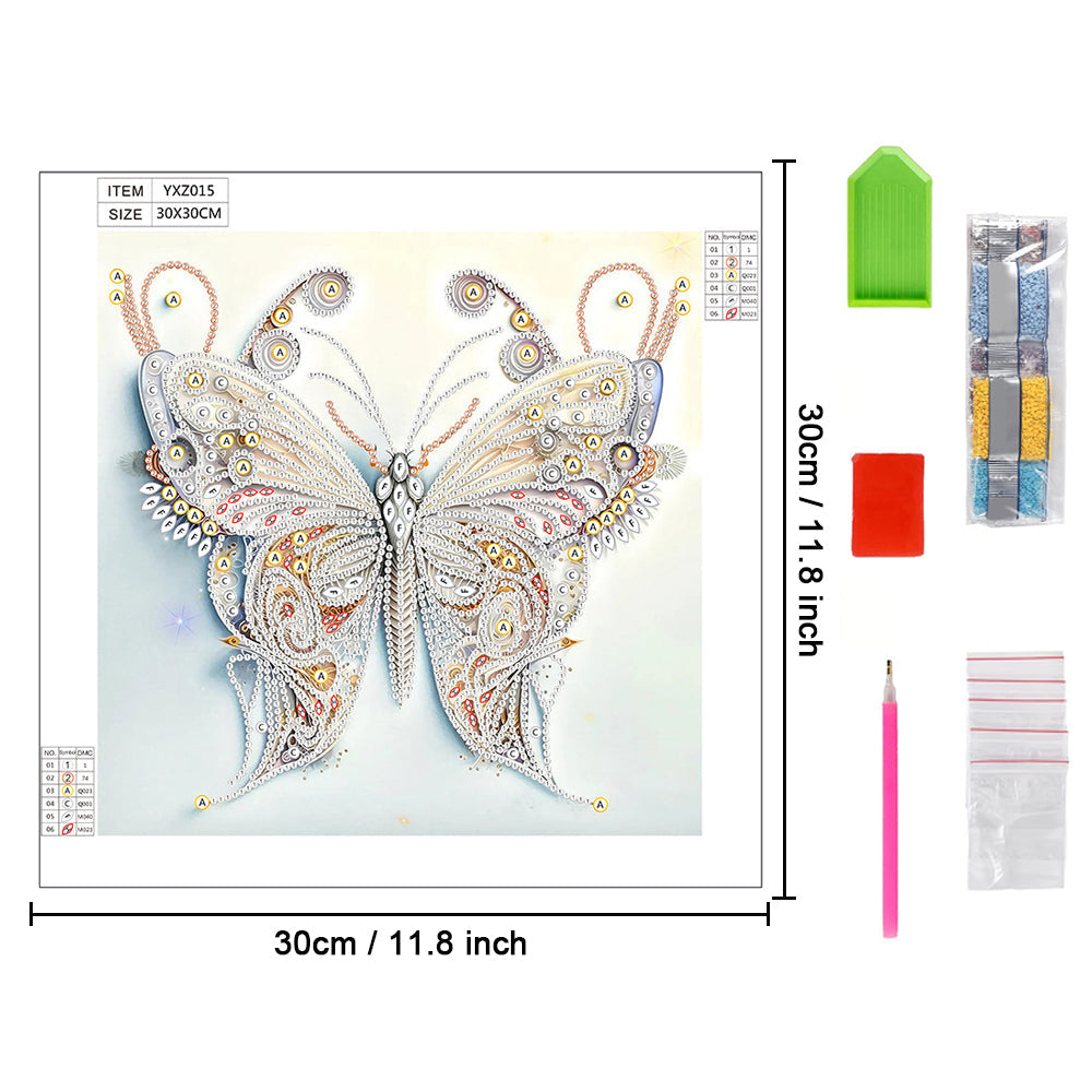 Witte Vlinder Speciaal Gevormde Boren Diamond Painting
