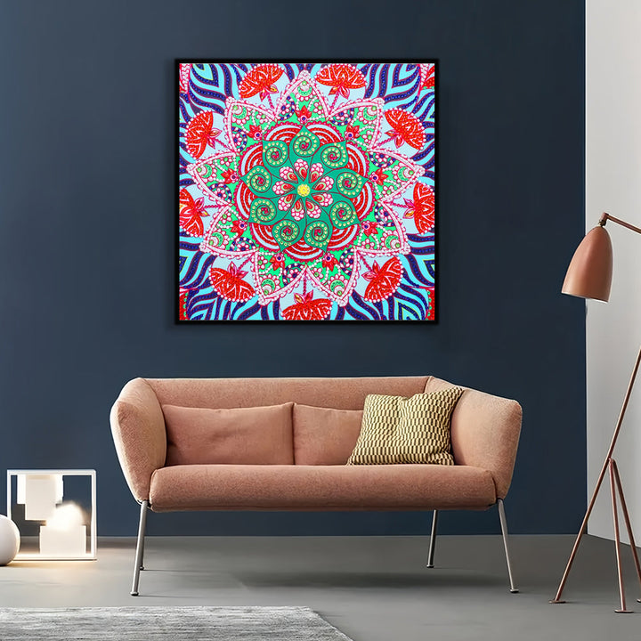 Groene en Rode Mandala Speciaal Gevormde Boren Diamond Painting