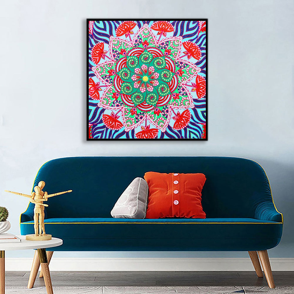 Groene en Rode Mandala Speciaal Gevormde Boren Diamond Painting