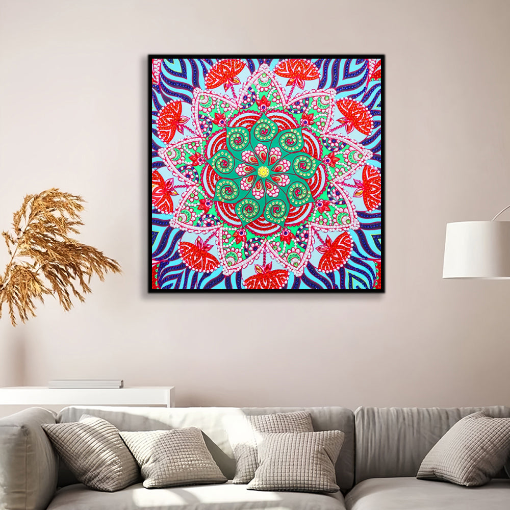 Groene en Rode Mandala Speciaal Gevormde Boren Diamond Painting