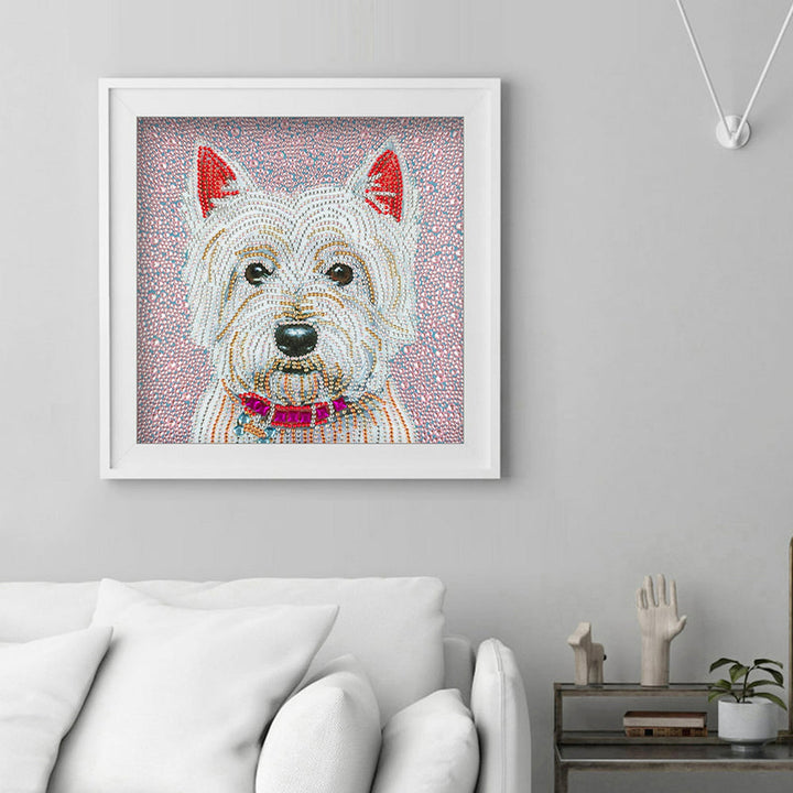 Witte West Highland-hond Speciaal Gevormde Boren Diamond Painting