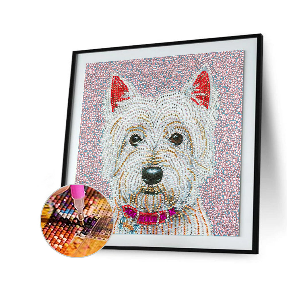 Witte West Highland-hond Speciaal Gevormde Boren Diamond Painting