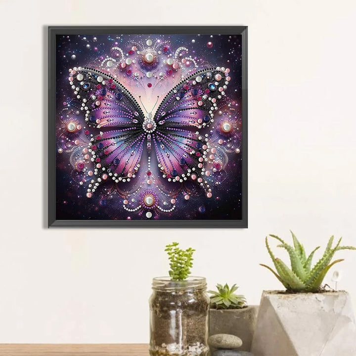 Mysterieuze Paarse Vlinder Speciaal Gevormde Boren Diamond Painting