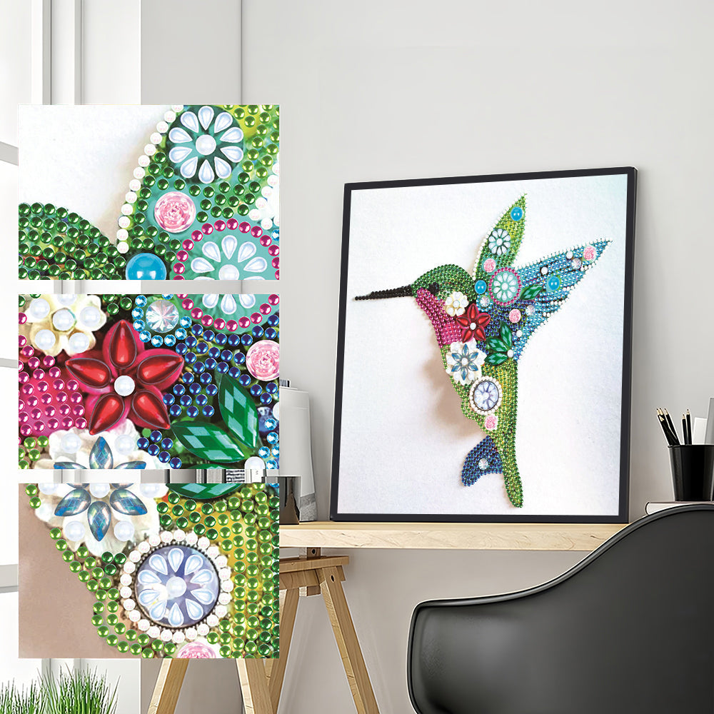 Groene en Blauwe Kolibrie Speciaal Gevormde Boren Diamond Painting