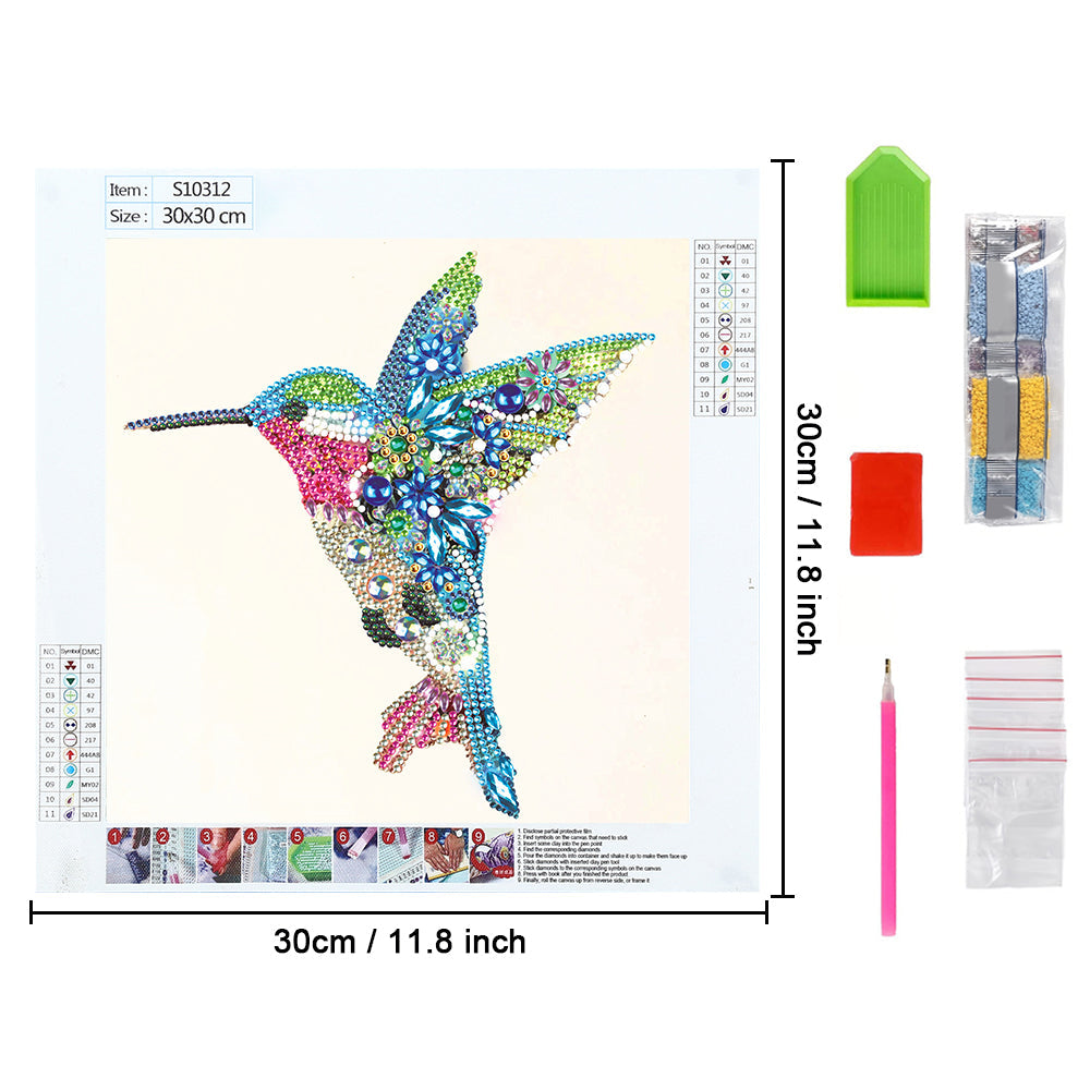 Blauwe en Groene Kolibrie Speciaal Gevormde Boren Diamond Painting