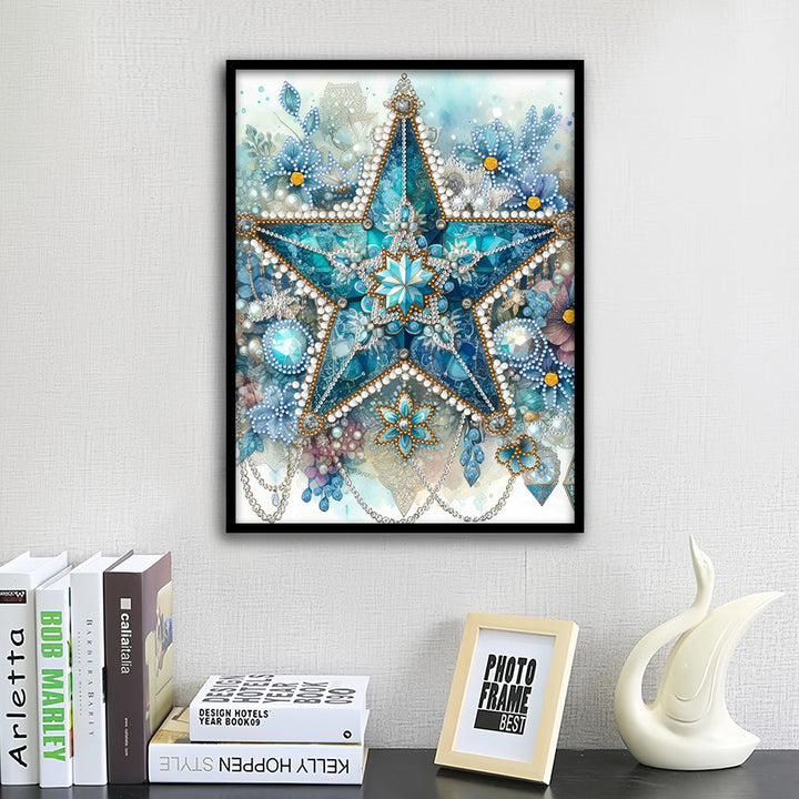 Ijs Blauwe Bloem Ster Speciaal Gevormde Boren Diamond Painting