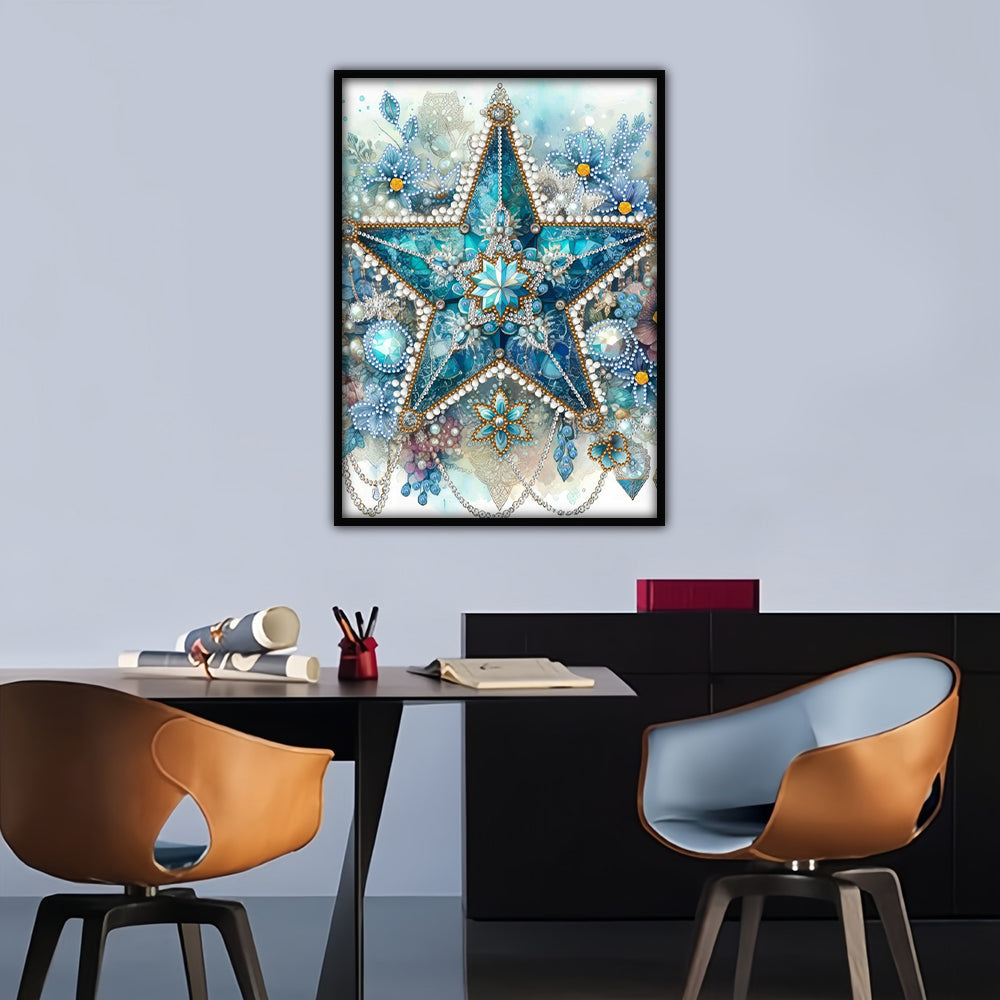 Ijs Blauwe Bloem Ster Speciaal Gevormde Boren Diamond Painting