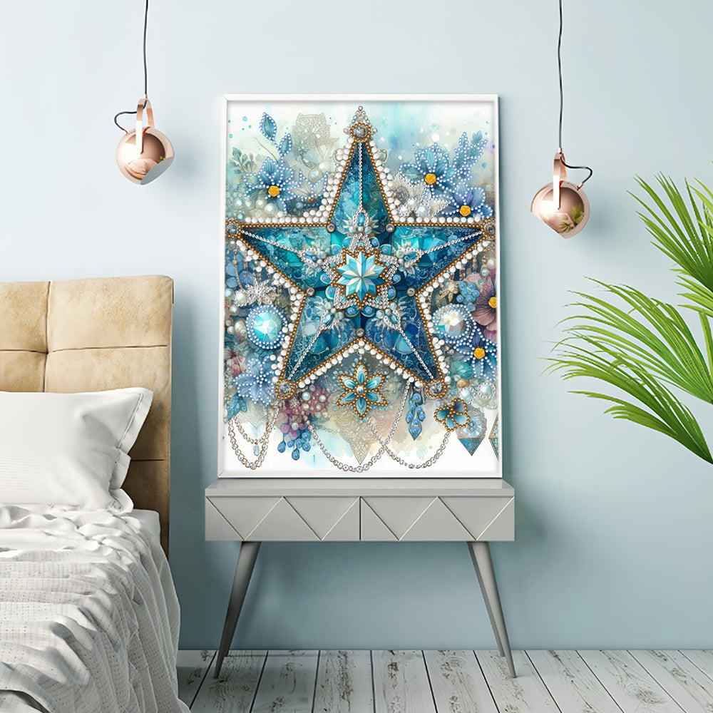 Ijs Blauwe Bloem Ster Speciaal Gevormde Boren Diamond Painting